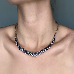 Swarovski purple / blue necklace feather crystals